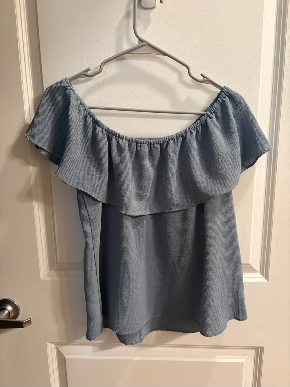 Blue Ruffle Sleeve Women's Top